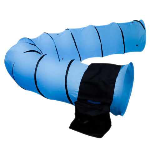 Dog agility tunnel with Saddlebag Style Sandbag for Dog Agility Tunnel, Heavy Duty PVC Weather Resistant, black securing side
