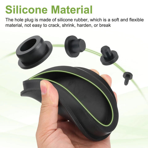 Silicone Hole Plugs Eight Pack 43.5mm High Temp T Type Rubber Stoppers in hand showing flexibility and different plug sizes