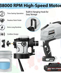 Cordless Paint Sprayer With Dual 2000 Mah Batteries And 1200W HVLP Gun Featuring Brass Tips Reusable Cups for easy storage and smooth paint finish.