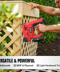 Rock Solid 20V Cordless Brad Nailer And Stapler Combo 18 Gauge Two In One Power Tool for attaching lattice wood at a garden.