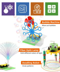 Interactive Robot Building Kit for Kids Ages 8-12 with bubble machine, fiber optic lamp, and doodling robot