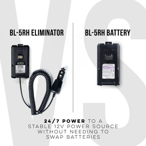 Battery Eliminator For BF-F8HP Pro And Other Handheld Radios From 12V To 24V DC, BL-5RH Eliminator and Battery Comparison