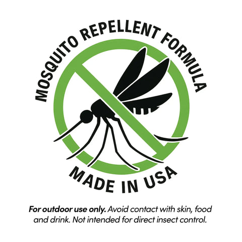 Label showing mosquito repellant formula, Made in USA, with usage caution. Citronella Torch Fuel With Clean Burning Biodegradable Formula And Extended Burn Time For Oil Lamps And Tiki Torches Great For Backyard Hangouts And Patio Parties 1 Gallon Pack Of 1.