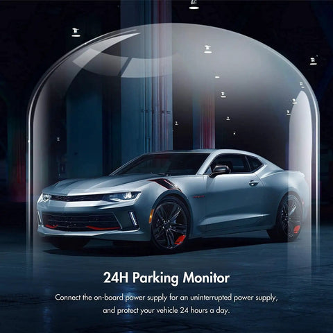 24H parking monitor feature of Hardwire Dash Cam Kit With USB C Port And Car Charger Cable 12V To 24V In 5V Output Fuse Kit