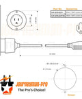 Technical diagram of 15 Amp AC Power Inlet Port Charger Plug For Outdoor RV And Marine Use 110-125 Volt Waterproof Electrical Outlet