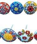 12 Pack Vintage Flower Ceramic Cabinet Knobs And Door Pulls, 42mm Diameter With 35 To 45mm Bolt, colorful hand-painted designs