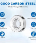 Set of Shaft Collars One Half Inch Bore, One Inch Outer Diameter, Five Sixteenth Inch Height, Carbon Steel, Silver Finish, Pack of Four, Great Gear for Wheelbarrows, Industrial Machinery, Tools and DIY Projects, chrome-plated shaft collar
