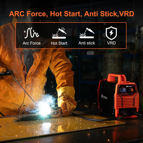 Person using Dual Voltage 110V 220V Welder 2 In 1 Arc TIG Combo With Synergic Control IGBT Inverter Large LED Display in workshop.