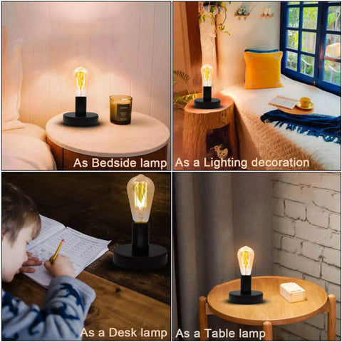 Industrial Desk Lamp Base With Ceramic Holder E26 E27 Compact Old School Vintage Edison Style Small Desk Light For Home Office Decor Plug In Cord With On Off Switch Bulb Not Included Space Saving Nightstand Lamp