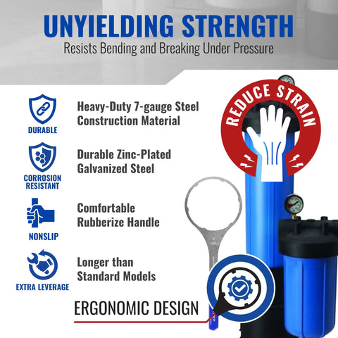 Heavy Duty Metal Water Filter Housing Wrench 5.93 Inch Inside Diameter Beefy Tool For Tightening High Flow Filter Housings Replaces SW 3