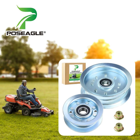 Dual Idler Pulley Kit GY22172 And GY20629 For John Deere D140 L130 Mower Replacement Parts with packaging and lawn mower