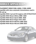 Product application list for CVT Transmission Dipstick For Nissan Altima Quest And More 21.65 Inch Length Oil Level Indicator Gauge Replacement OEM 31086-JA00A 31086-JA000 Fits Maxima Murano Rogue 2006-2022 with Nissan car image
