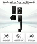 Top Shelf Keyless Entry Door Lock With Durable Handle Kit And Bright Backlit Keypad Zero Fuss Smart Passcode Deadbolt for secure standard doors.