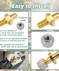 Four Pack Adjustable Grill Door Hinge Pins And Nuts Replacement Kit For Weber Genesis Summit Spirit Series Grills Stainless Steel Hinges Bolts And Nuts 70332 Compatible, including close-up of stainless steel nut and bolt