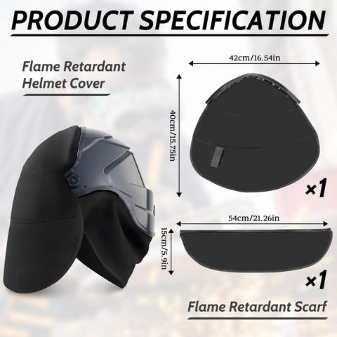 Two Pack Welding Helmet Cover And Bib Set With Extended Seal For Full Protection Flame Resistant Fabric Press Fit Design