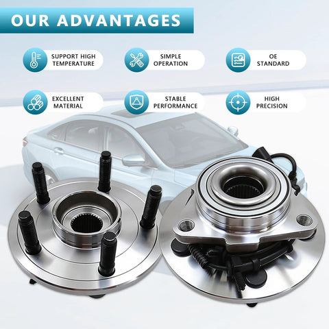 Front Wheel Hub Bearing Assembly For 2009 2010 2011 Ram 1500 Pickup, 5 Lug With ABS, Direct Fit Replacement Hub Kit, Premium Quality, 2 Pack