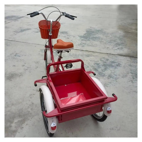 Adult Tricycle With Back Cabin Cargo Trike For Seniors And Outdoor Fun, Dual Front And Rear Brakes, shown from rear angle