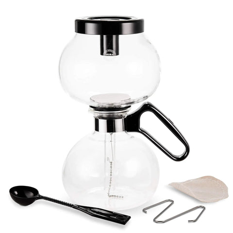 8 Cup Stovetop Siphon Coffee Maker For Rich Vacuum Brew, 24 Oz Heat Resistant Borosilicate Glass Durable Glass Construction