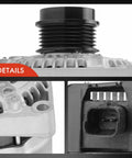 Close-up of Alternator For Jeep Liberty 2005 2006 2.8L 12V 150 Amp With 6 Groove Decoupler Pulley Clockwise Rotation Direct Fit