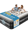 Family sitting on Queen Air Mattress with Built In Pump and 18 Inch Raised Design Inflatable Blow Up Bed for Home or Camping