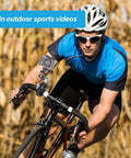 Cyclist with action cam on bike using Heavy Duty Clamp Mount With 360 Degree Ballhead, Magic Arm And Double Ball Head in outdoor scene