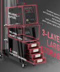 Welding Cart With Four Drawers For MIG Welder, TIG Welder And Plasma Cutter, heavy duty steel with storage, black and red finish