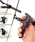 360 Degree Rotatable Thumb Bow Release For Compound Bow Archery Release Trigger With Automatic Jaw Closure 4 Finger Black