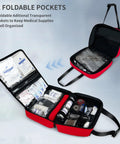 Portable First Aid Bag With Reflective Strips Empty Emergency Trauma Kit Multi Compartment Medical Organizer, open view