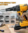 Brushless Cordless Rivet Gun Compatible With Dewalt 20V Max,One Button Electric Pop Rivet Tool For 1 8,5 32,3 16 Inch Rivets,Heavy Duty Riveter Kit With Forward Reverse Switch,Tool Only No Battery Included with DCB battery options