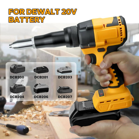 Brushless Cordless Rivet Gun Compatible With Dewalt 20V Max,One Button Electric Pop Rivet Tool For 1 8,5 32,3 16 Inch Rivets,Heavy Duty Riveter Kit With Forward Reverse Switch,Tool Only No Battery Included with DCB battery options