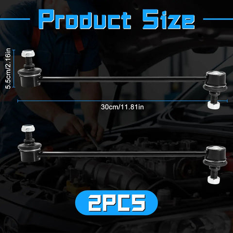 2 Pack Front Stabilizer Sway Bar Links For A Smooth Ride On Multiple Vehicles Including Dodge Caliber Avenger Chrysler 200 Sebring Lancer Outlander Mazda MPV Protege Protege5 Daewoo Leganza Nubira Replace K80258, 30cm