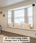 2 Pack 30 Foot Extension Cable For WYZE Cam Pan V3 Outdoor Security Camera Flat Micro USB 90 Degree Power Cord installed