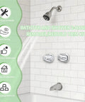 Two Piece Bathtub Shower Knob Replacement Kit For Verve Faucets Chrome Finish installed on white tiled bathroom wall.