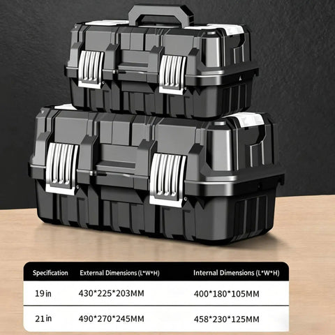 Heavy-Duty Folding Three-Tier Cantilever Tool Chest For Home Garage And Vehicle Projects with dimensions chart