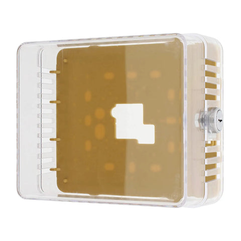 Clear Lockable Thermostat Cover Box With Key for Wall Mount HVAC Control Panel protects unit, 5.25x2.75x4.6 inch energy saving design