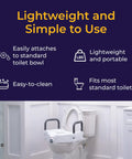 2-In-1 Raised Toilet Seat With No-Slip Removable Padded Arms For Easy Sit And Stand, 5-Inch Height Increase, Secure Locking Attachment