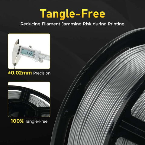 Petg Filament 1.75mm Metallic Silver For 3D Printing Ultra Fast 600mm/s High Speed Printing 1kg Spool Precise