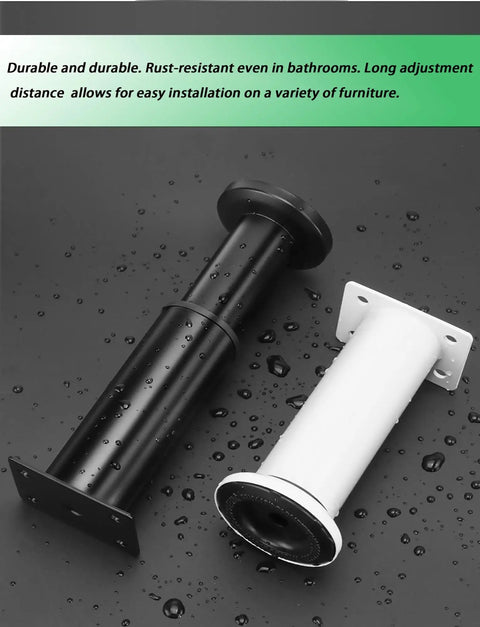 Adjustable Gold Furniture Leveling Feet With Universal Screwless Twist Design For Wobbly Tables Beds And Couches Hassle Free Zero Drilling Solid Floor Savers Quick Renter Upgrade 72 To 110 Cm Span displayed in black and white, showcasing rust-resistant material.