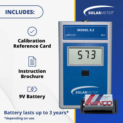 Portable Bilirubin Light Radiometer For Blue And LED Light, Accurate Baby Jaundice Meter, Great For Aquarium Lamp Aging, Measures 422 To 499 Nm And 0 To 1999 uW Per cm2, Economical Digital Readout with 9V battery and case