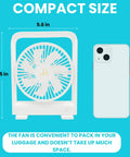 Ultra Thin Magnetic Cruise Fan That Locks Onto Walls Or Ceilings Solid Grip Portable Rechargeable Cooling Buddy next to a phone for size reference.