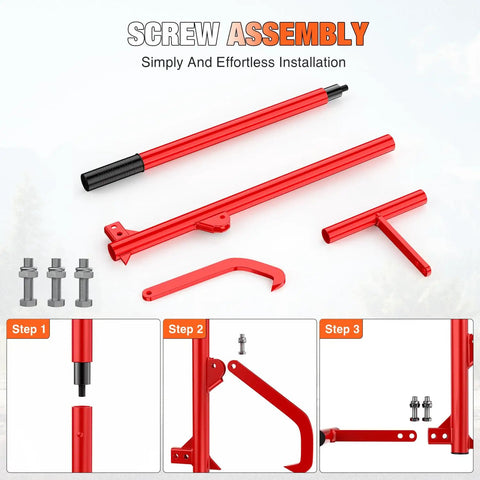 51 Inch Cant Hook For Log Rolling And Firewood Lifting, Heavy Duty Timberjack Tool With Adjustable Steel Cant Hooks, Red parts