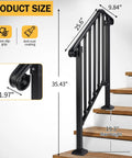 Rock Solid Two Tier Handrail For Patio Stairs And Deck Entries Matte Black Galvanized Steel Railing System with dimensions 35.43" height.