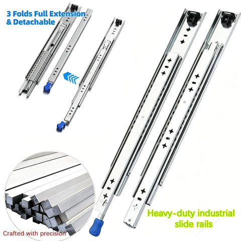 Metal Drawer Slides Full Extension With Ball Bearing Runners For Cabinets And Cupboards Ultra Quiet Smooth Closing