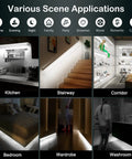 Image showing applications of Motion Sensor Under Cabinet LED Strip Lights Plug In Sixteen Point Four Feet 6000K Cool White