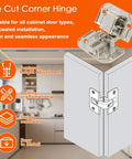 Two Pack Pie Cut Corner Cabinet Hinge With Adjustable Concealed Door Hinge 343.90.710, nickel-plated, for Grass 975, Mepla SSP.
