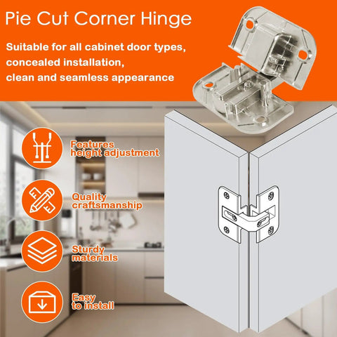 Two Pack Pie Cut Corner Cabinet Hinge With Adjustable Concealed Door Hinge 343.90.710, nickel-plated, for Grass 975, Mepla SSP.