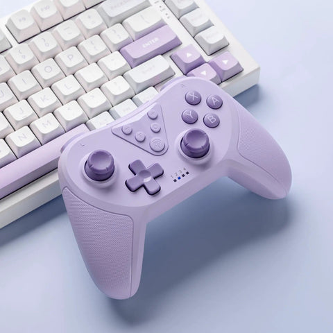 Purple Wireless Bluetooth Gamepad For Switch With Wake Up Support 6 Axis Gyro Turbo Mode Adjustable Vibration Low Latency Pro Controller