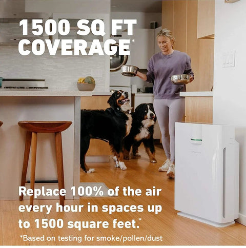 Hathaspace HSP002 white air purifier for home use; covers up to 1500 sq ft.
