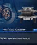 Pair Front Wheel Hub Assembly Replacement For Nissan Sentra 2007 2008 2009 2010 2011 2012 2.0L With ABS 4 Lug Bearing