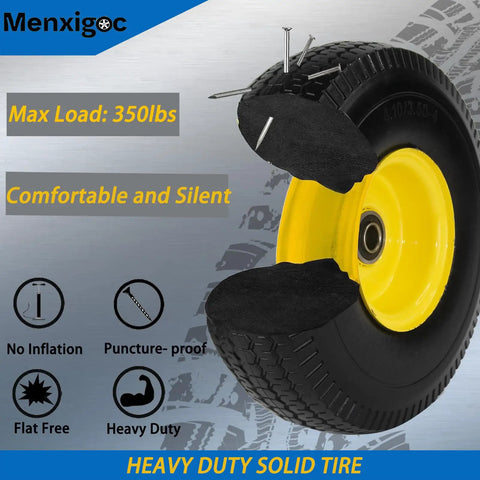 10 Inch Solid Tire And Wheel For Hand Trucks Garden Wagons Carts And Dollies, 4.10/3.50-4 Size, 5/8 Inch Axle Bore
